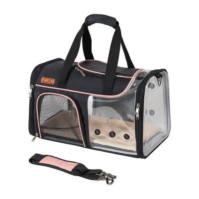 China Approved Design Breathable Clear Transparent Airline Fashion Dog Carrier Pet Packing Dog Carrier for sale