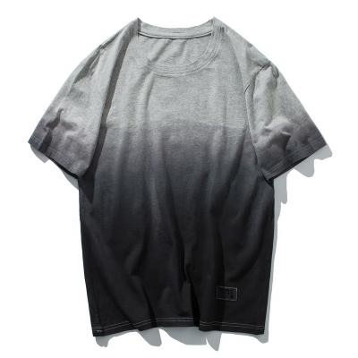 China Fashion Anti-Shrink Sleeve Cotton Gradient Black Casual Short Tee Homme for sale