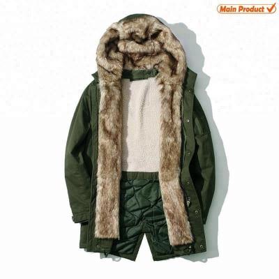 China Men Anti-Shrink Long Cotton Fishtail Winter Winter Fur Military Parka for sale