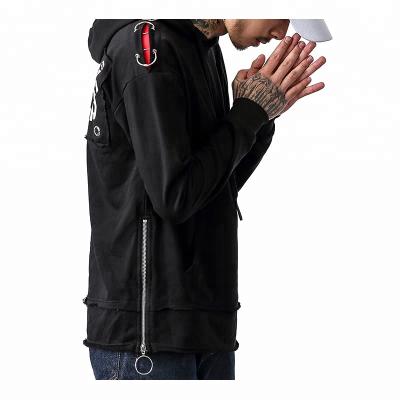 China Anti-pilling Hiphop Zipper Pullover Hoodie Black Punk Side Clothing Men Online Shopping for sale