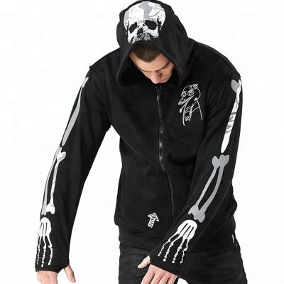 China Anti-pilling Manufacturer Wholesale Hip Hop Skull Printed Zipper USA Men's Urban Streetwear Hoodie for sale