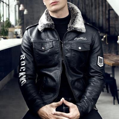 China Punk Men Leather Coating Fur Winter Jacke Classic Windproof Motorcycle Windproof for sale