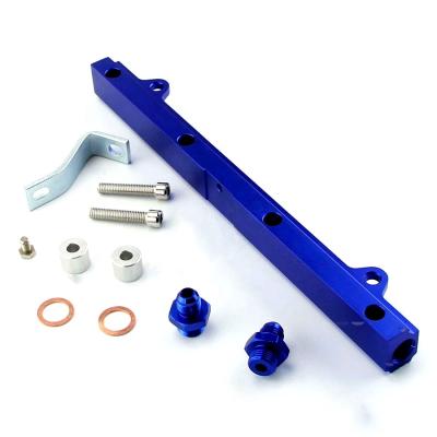 China Aluminum High Rise Top Feed Injector Fuel Rail Fits For EVO 4-9 Black 4G63 for sale