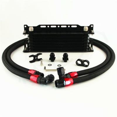 China 7 Row W Aluminum Oil Cooler Bracket Hose Kit Oil Cooler Fits For E36 E46 M3 135 E90 335 640 Black for sale