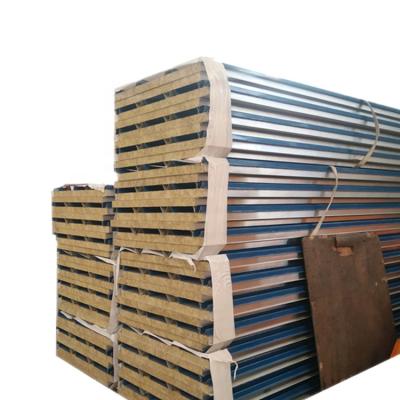 China Quick Installation Heat Insulation Fireproof Rock Wool Sandwich Panel For Warehouse for sale