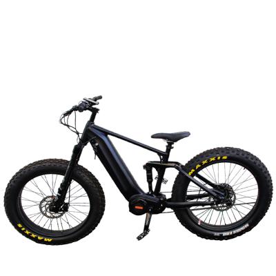 China Electric Bike 1000W Tire Mountainbike Aluminum Alloy 26inch Mid Drive Ebike Full Suspension Electric Ebike Fat Range for sale