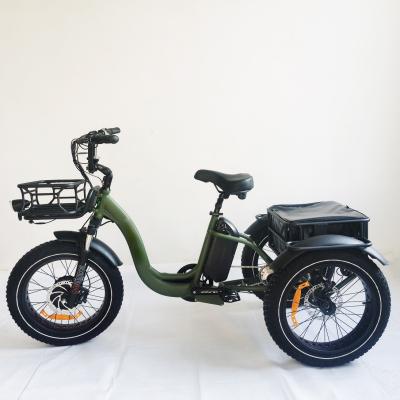 China Hot Sales 20inch Aluminum Alloy Cargo Three Wheel Electric Bicycle Motor Drive Electric Tricycle Fat Tire 3 Wheel Electric Mountainbike for sale