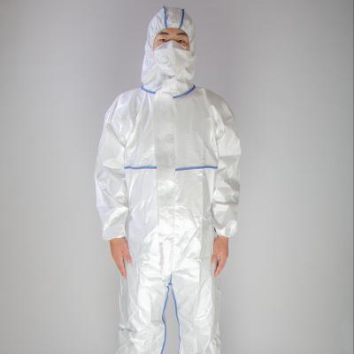 China Breathable Disposable Non Woven Protective Clothing White Coveralls With Shoe Cover PPE Working Wear for sale