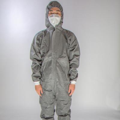 China Anti-Static High Quality Nonwoven Disposable Hooded Coveralls SMS Overalls Gray Microporous Microporous for sale