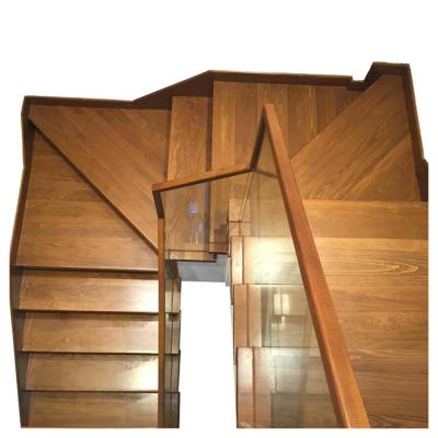 China Customized According to Actual Situation 2022 New Custom Printed Tempered Glass Fencing Indoor House Wood Stairs for sale