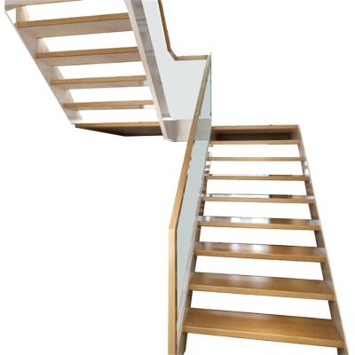 China Customized According To Actual Situation Customized High Quality Tempered Glass Balustrade Stairs Duplex Residential Straight Stairs for sale