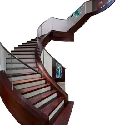 China Customized According To The Situation Real Wood Staircase Steps Modern Interior Metal Curved Spiral Staircase for sale