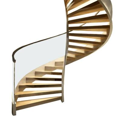 China Customized according to actual situation villa steel structure tread spiral stair logs steps hot selling custom printed high quality imported wooden stairs for sale