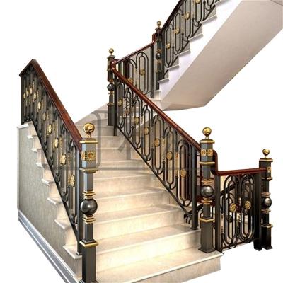 China Customized according to the situation stair interior design custom made high quality solid wood railing metal railing for sale