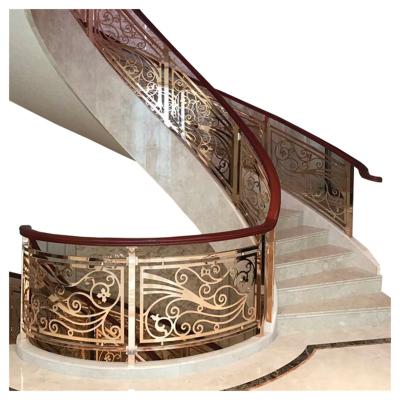 China Customized according to the real European modern style railing design luxury golden wire wrought iron situation metal railing for sale