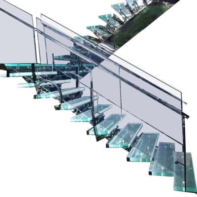 China Modern Floating Stairs With Straight Tempered Glass Pedal /Design Glass Stairs for sale