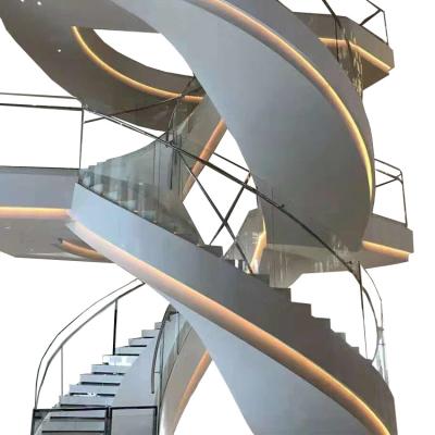 China Modern Curved Round Staircases Internal Residential Staircase Metal Tread for sale