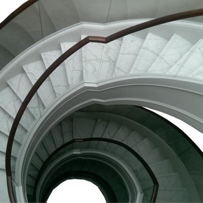 China Modern Curved Staircase With Glass Balustrade Interior Stainless Steel Decorative Staircase for sale