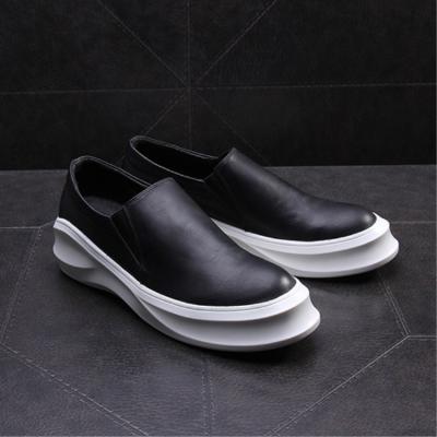 China Fashion\Comfortable\Durable\Non-slip\Fancy fashionable size increasing unisex high quality leather slip-on shoe flats casual shoes for sale