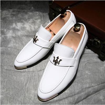 China Stylish Anti-slippery Mens Microfiber Leather Loafer Shoes, White Color Business Formal Shoes For Men, Black Slip On Shoes for sale