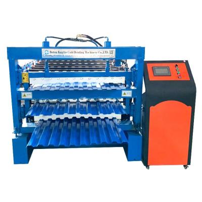 China Hot Selling Building Construction Three Layer Roofing Color Press Steel Tile Roof Sheet Roll Forming Machine for sale