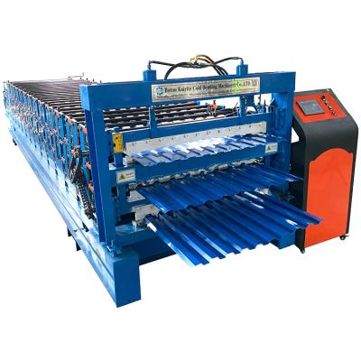 China Building Construction Color Steel Three Layer Metal Roofing Tile Roll Forming Making Machine for sale