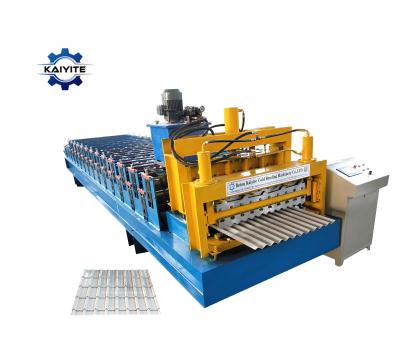 China Building Material Shops Metal Double Layer Steel Backer Plate Iron Sheet Tiles Cold Roll Forming Making Machine for sale