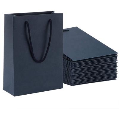 China Recycled Materials Personalized Handles Heavy Duty Cotton Matte Tote Paper Navy Jewelry Bags Wine Packaging for sale