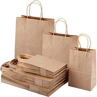 China Custom Recycled Logo Print Wholesale Grocery Whit Brown Kraft Materials Gift Paper Bag With Handle Industrial Item Outer Packaging for sale