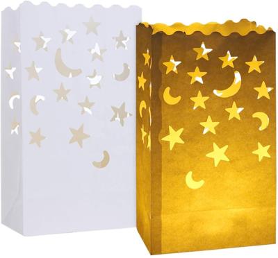 China Recycled Materials Durable Fire Retardant Material Paper Special Lantern Light White Candle Bags With Stars Moon for sale