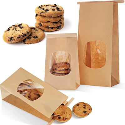 China High Quality Recycled Materials Cheap Price Bakery Window Wrapping Treat Bags Brown Bread Coffee Bean Kraft Paper Treat Bag With Tin Ties for sale