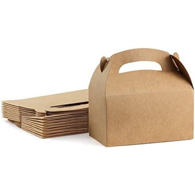 China Recycled Materials Food Grade Take Out Bag Goodies Favor Brown Kraft Paper Gable Gift Treat Boxes For Kids Birthday Party Wedding Baby Shower for sale