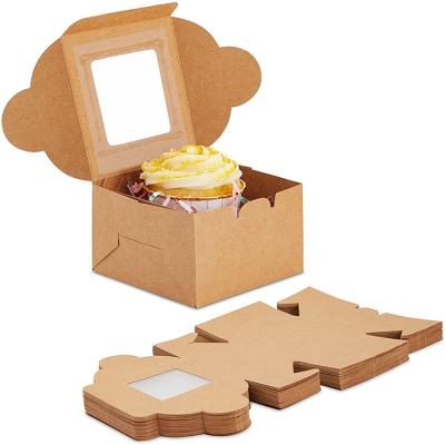 China Recycled Materials Wholesale New Small Bakery Boxes With Mini Window Snack Pies Donuts Party Gift Cafe Restaurant Takeout Paper Box for sale