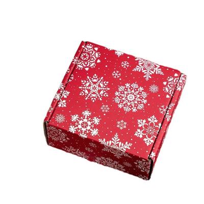 China 2022Hot Recyclable Sell Corrugated Good Quality Mail Red White Fancy Christmas Gift Box Small Business Decoration Packaging for sale