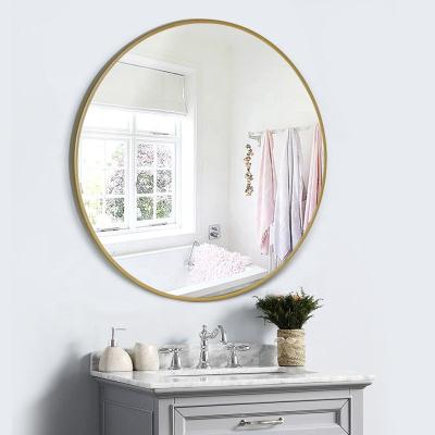 China Customized Modern Traditional Decorative Round Metal Wall Mirror With Gold Frame-Diameter 60cm/23.6Inch for sale