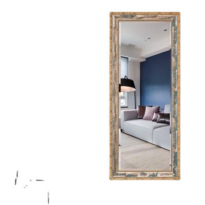 China Art Decor Mediterranean Blue Mirror European Style Full-body Mirror With Wood Frame for sale