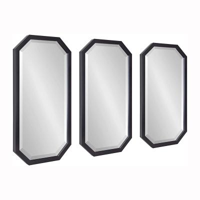 China Traditional decorative mirror fascinating octagon view mirror, set of 3, black and modern set of mirrors for the wall for sale