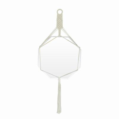 China Hexagon Traditional White Color Rope Cotton Romantic Decorative Mirror For Wall Decor for sale