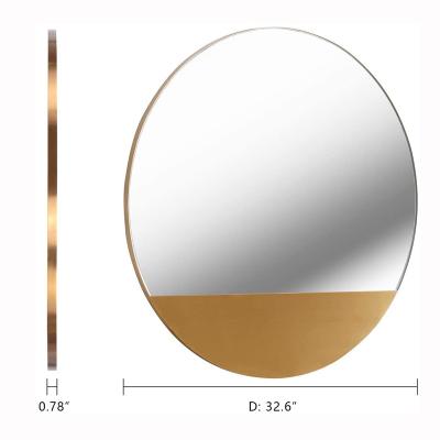 China Large 32 Inch Traditional Round Decorative Wall Mirror Modern Metal Frame Brushed Brass Mirror Wall Mounted For Wall Decor, Living Room for sale