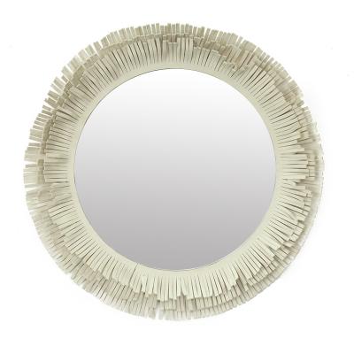 China Contemporary Modern PU Leather Tassels Frame Vintage For Home Decorative Mirror for sale