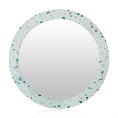 China Contemporary Faux Terrazzo Velvet Fabric Wall Mirror Home Decor for sale