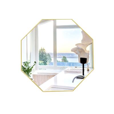 China Art Decor Simple Golden Metal European Wall Decorative Mirror Bathroom Mirror Customization Cosmetic Salon Mirror for sale