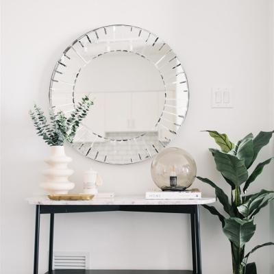 China Contemporary Modern Round Living Room Wall Luxury Indoor Decorative Mirror For Indoor for sale