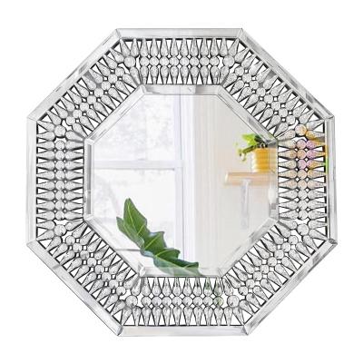 China Polygon Contemporary Luxury Home Decor Teardrop Mirror Metal Frame Decor Glass Glossy Mirror for sale