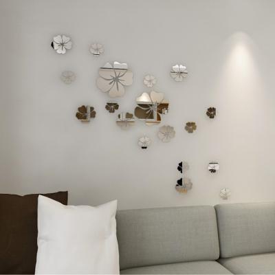 China Mirror Acrylic Sticker Art Decor Acrylic Flower Shape Gold Wall Home Decoration for sale