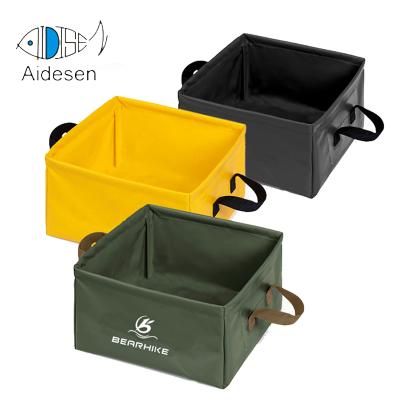 China Sustainable Outdoor Sink Fishing Bucket Custom Logo Square Shape PVC Folding Bucket for sale