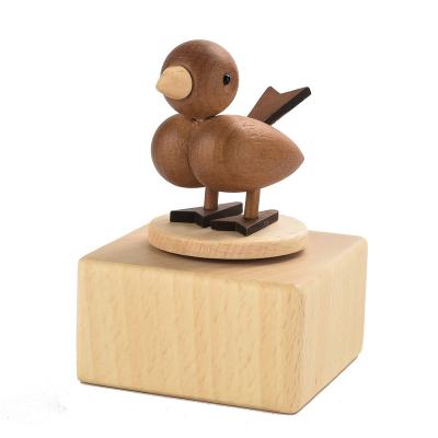 China Wooden Figurines Music Box Wooden Bird Shaped Wooden Box Birthday Gift Christmas Valentine's Day Gift for sale