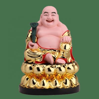 China Europe Golden Handmade Resin Laughing Milefo Buddha Maitreya Statues For Sale for sale