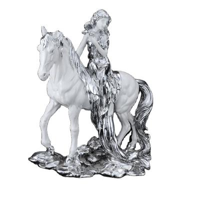 China Wholesale Custom Resin Angel Riding Giant Snow Horse Stock Sculpture Manufacturer From Europe For Decor Gifts for sale