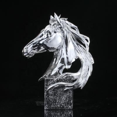 China Europe Arts and Crafts Resin Statue Horse Head with Classic Medal Trophy Decoration Award Souvenir Handwork Home Figurine Sculpture for sale